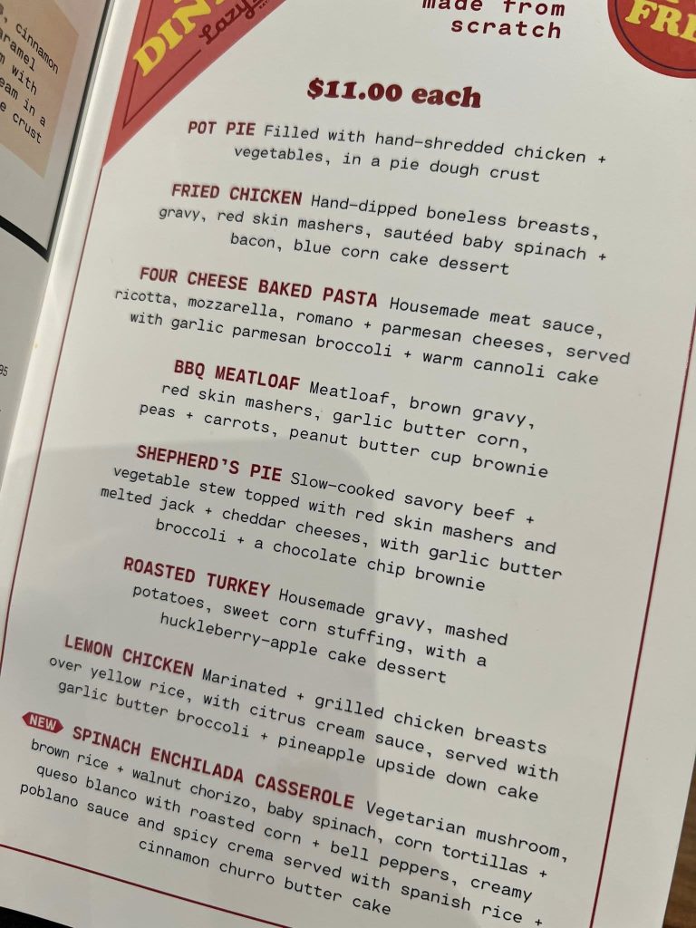 Lazy Dog Menu
