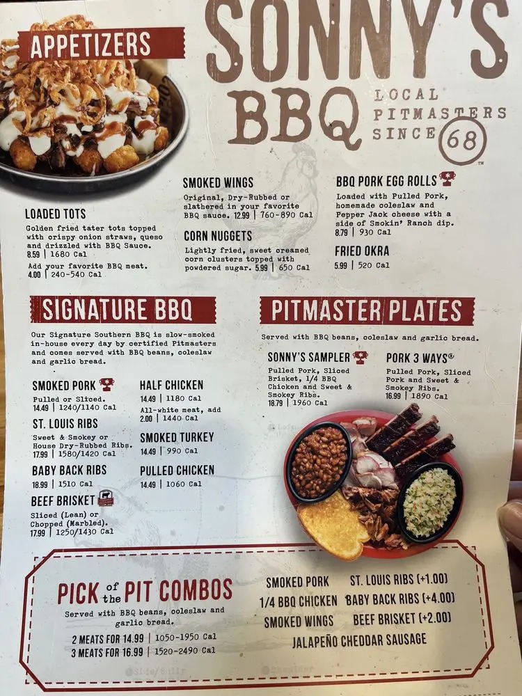 Sonny's BBQ Menu